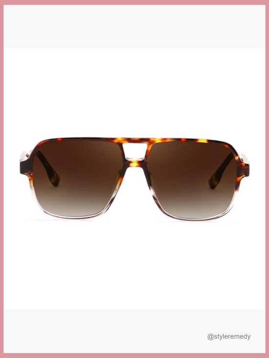 Retro Square Aviator Sunglasses Plastic Frame UV400 Protection main image 4